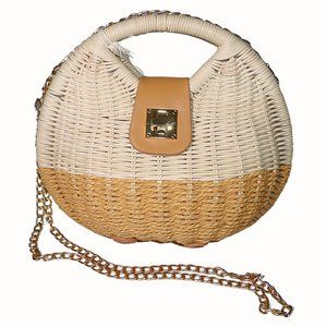 Spartina 449 Woven Rattan Jill Crossbody Bag Carmel New NWT Purse